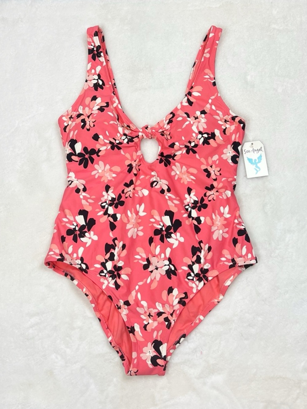 NWT Sea Angel Coral Twist Front Floral One-Piece Swimsuit with Keyhole
